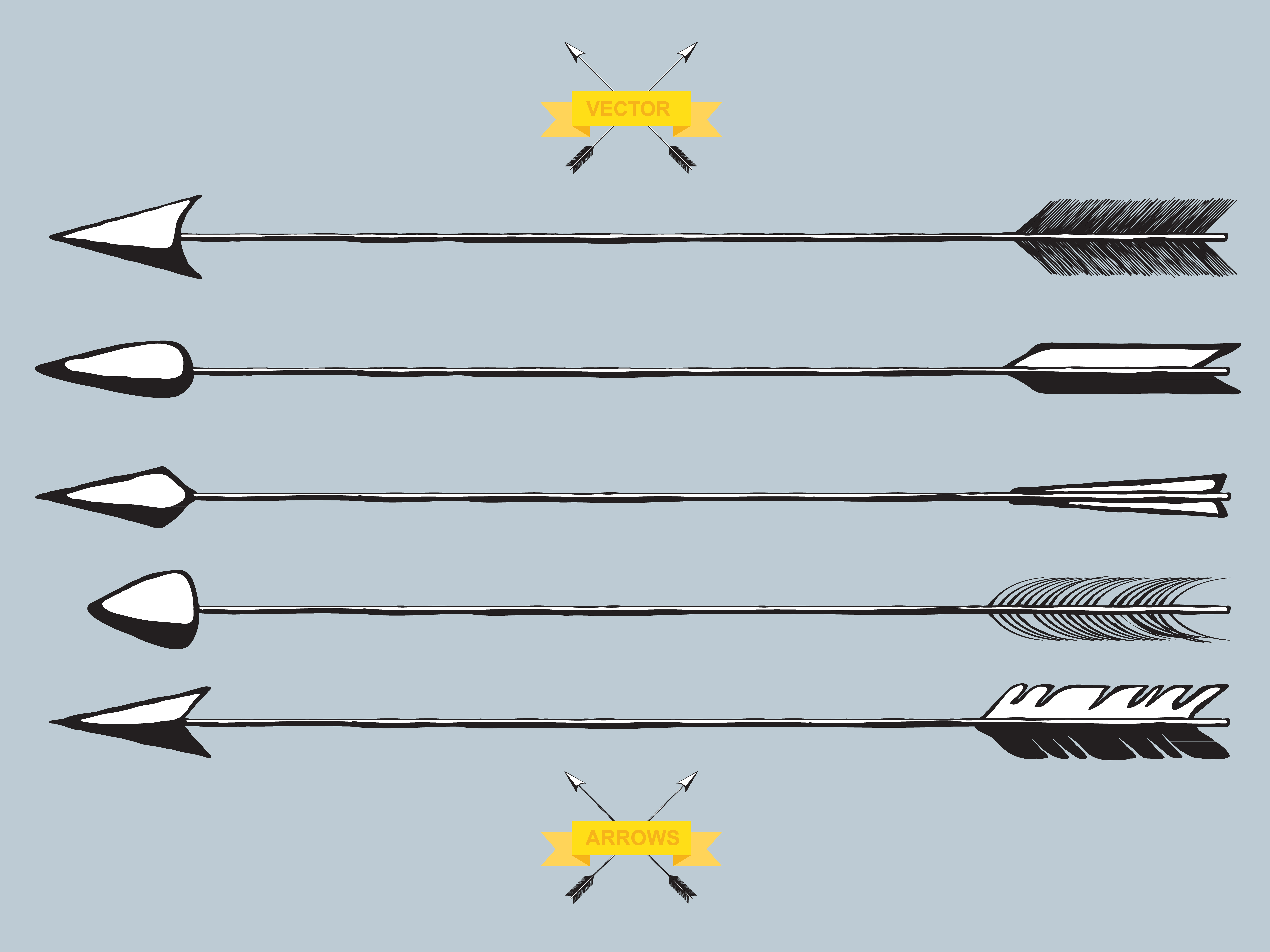 Set of arrows, vector illustration, hand drawn doodles