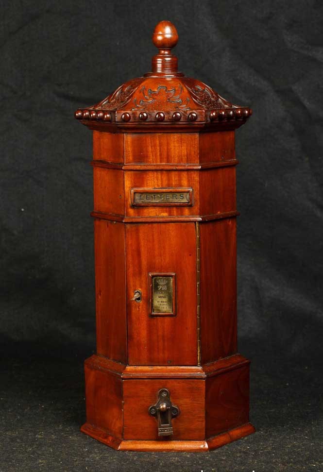 Antique Mahogany English Post Box Cabinet Letter Box Eastern-1387482655-product-58