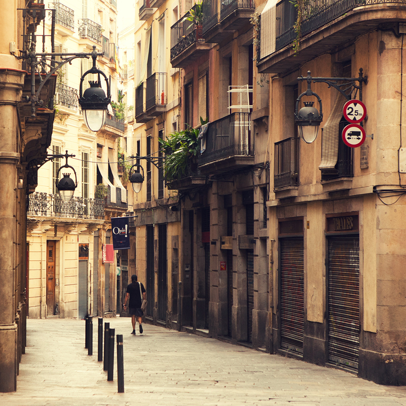 Street in gothic quarter in Barcelona.