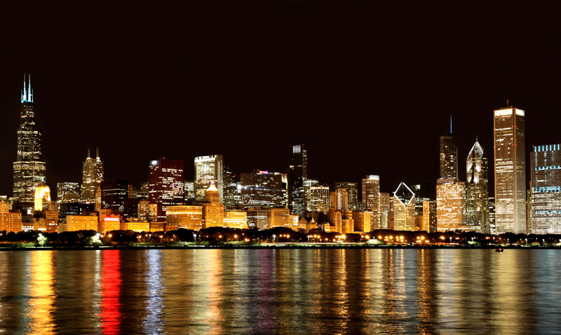 Chicago skyline at night