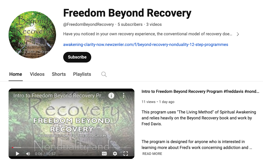 Freedom Beyond Recovery YouTube Channel