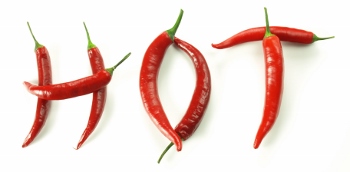 Chili pepers creating word hot