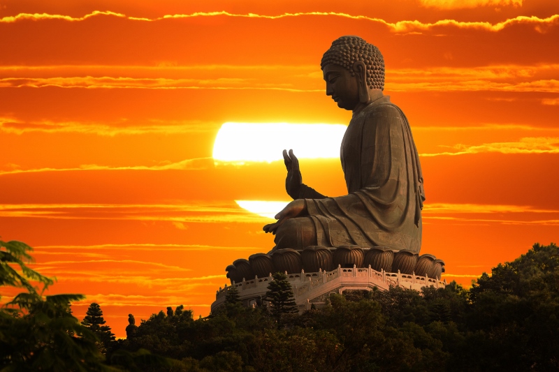 Buddha at sunset